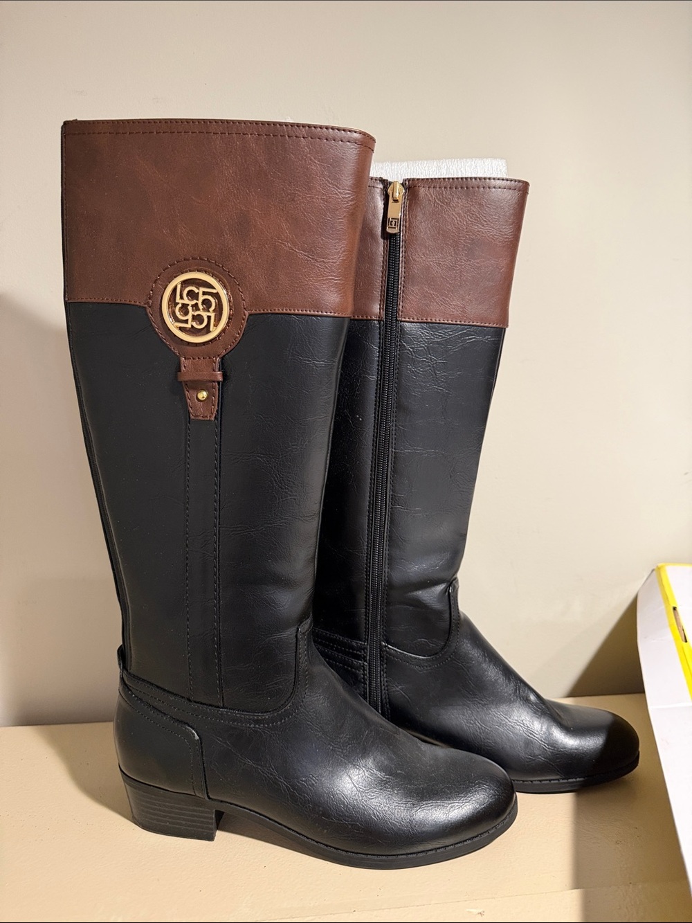 Liz Claiborne Black and Brown Tall Riding Boots